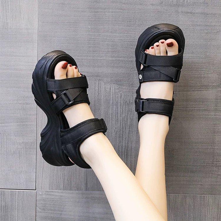 Sandals Women's Outer Wear 2025 New Summer Heightening Thick-soled Muffin Versatile Leisure Sports Popular Roman Cool Slippers