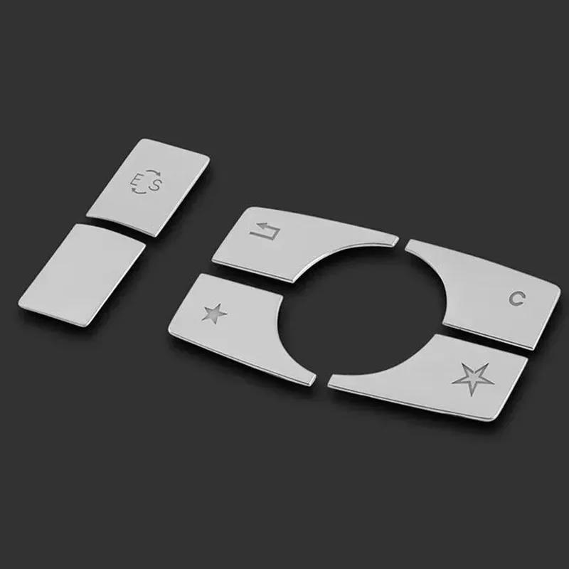 6 pegatinas para embellecedores de botones multimedia de coche compatibles con Mercedes-Benz Clase E W212 2010-2015, pegatinas decorativas para interiores
