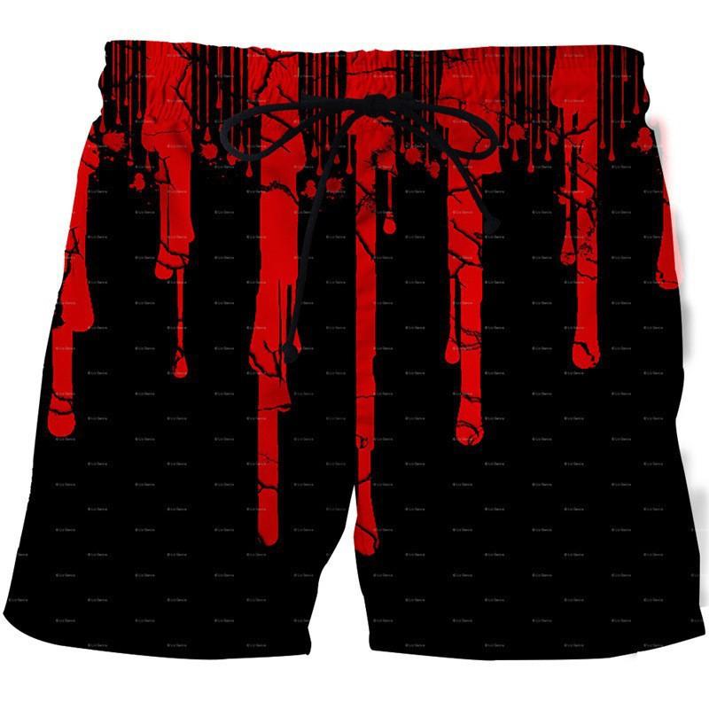 Men's Summer Beach Health Fabric Black Stretch Casual Ordinary 3D Printed Shorts Men Skull Cartoon Trousers
