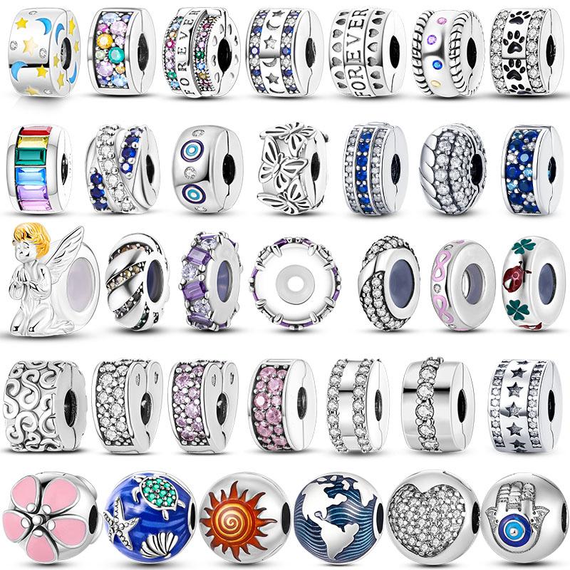 

Посеребренные подвески-клипсы подходят для оригинального браслета DIY, силиконовая стопорная бусина для изготовления браслетов