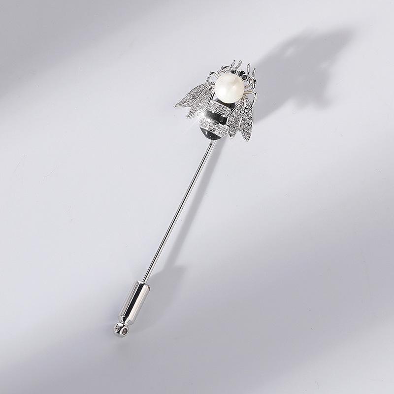 Elegant Zirconia Bee Brooch - Enamel Insect Lapel Pin Suit Accessory