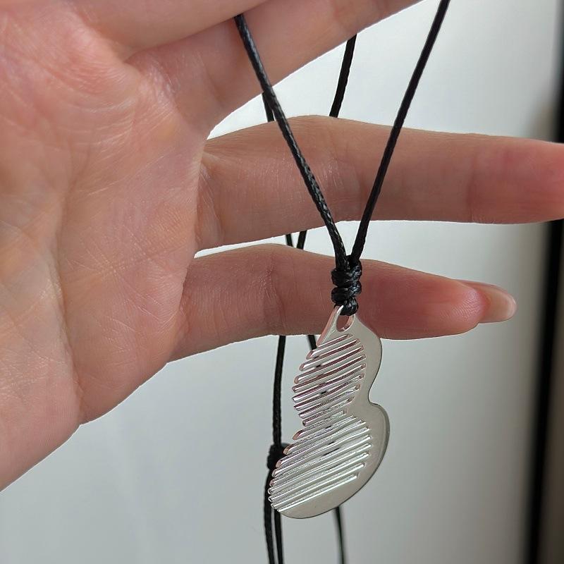 S925 Sterling Silver Niche Design Sense Retro Gourd Comb Necklace Korean Style Simple Blogger Sweater Chain