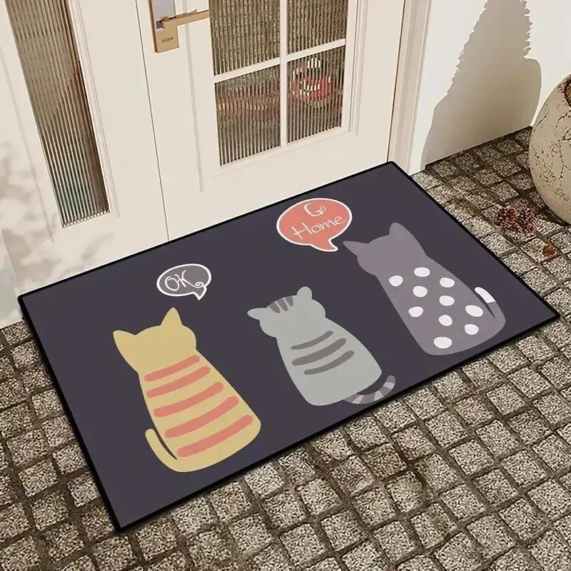 Flower Print Home Floor Mat Non-Slip Easy Clean Decoration Carpet Kitchen Area Rug Living Room House Washable Welcome Doormats