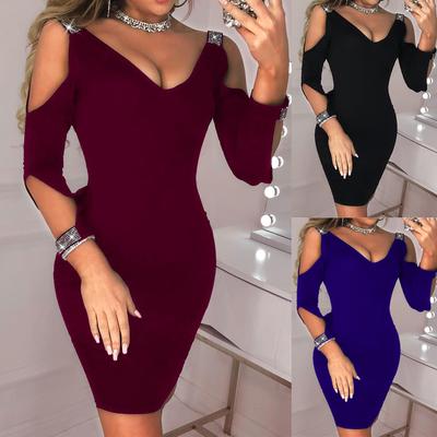 Womens Sexy V Neck  Cocktail  Dress Ladies Party Pencil Short Dresses