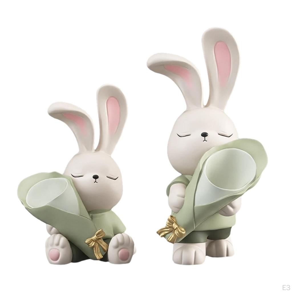 Flower Vase Rabbit Figurine Sculpture Bud Table Centerpiece Bunch Storage Resin Bunny Statue