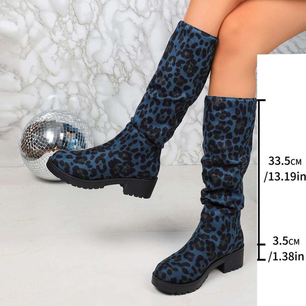 Fashion Women Knee-High Boots Winter Platform Flat Shoes for Women Fashion Side Zipper Shoes Female Vintage Casual Ankle Boots Ladies