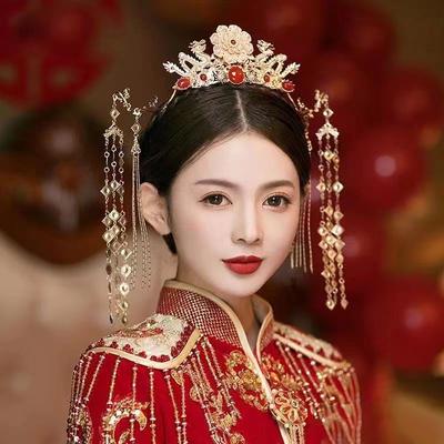 Střapec Čelenka Hanfu Vlasové Doplňky Korunky Tiáry Svatba Párty Svatební Pokrývka Hlavy Pro Šaty Xiuhe
