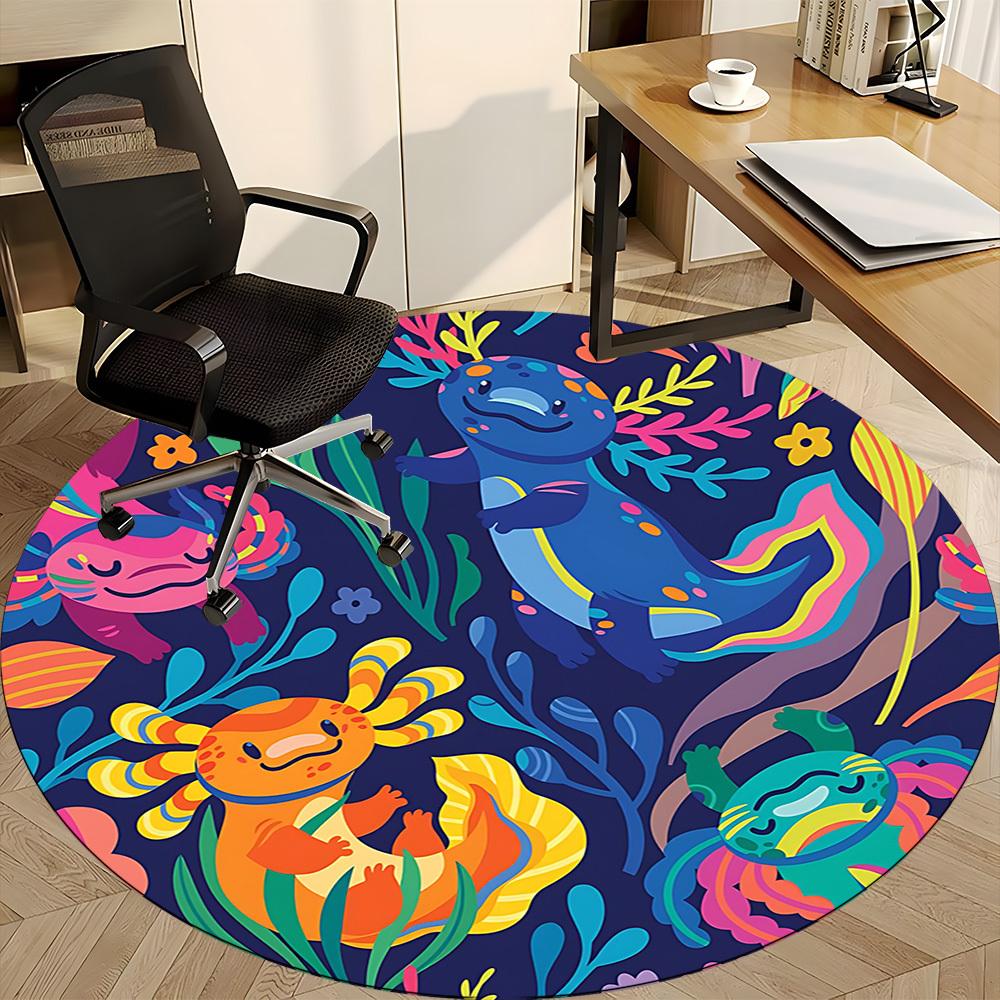 1pc Colorful Mogami Office Round Area Rug, Under Office Chairs Bedroom Living Room Home Decor, Room Deco