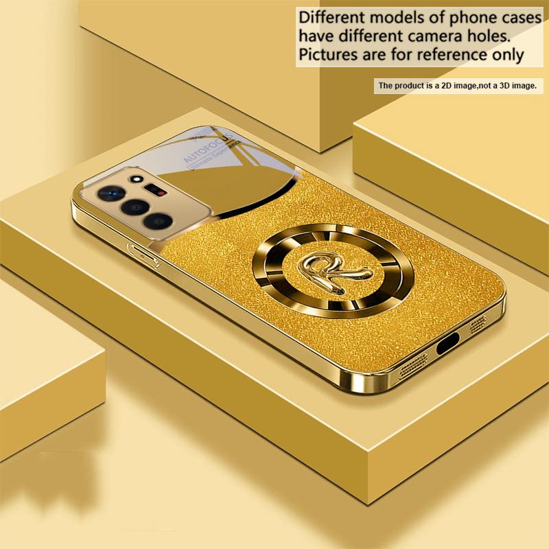 Brilliant golden ring For Samsung A 01 52S A04 A05S A10 A12 A13 22 23 24 36 42 M02 Note 10 20Ultra 8 9 Golden glass phone case