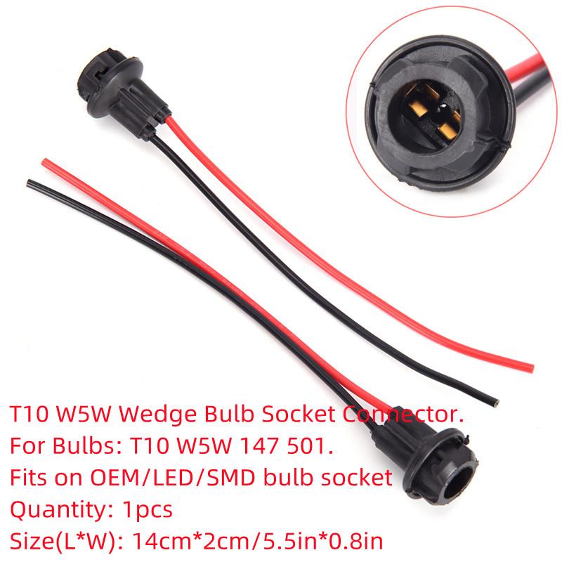 Fit for Cars Trucks Boats Soft Rubber Connector Extension Accessories 10Pcs W5W T10 Light Bulb Socket Holder