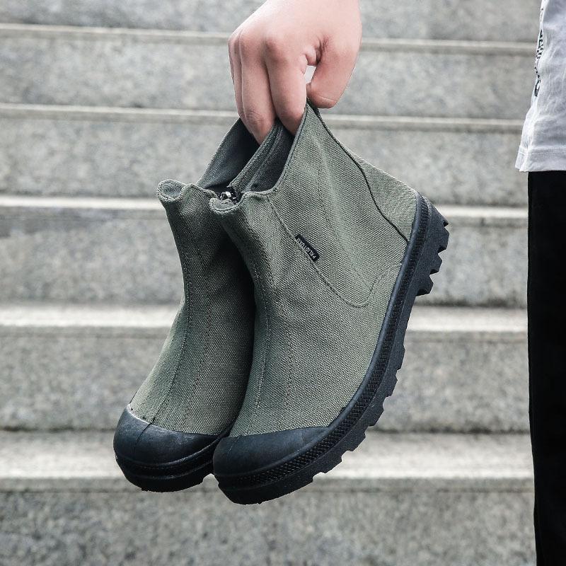 2025 Spring Autumn Canvas Shoes Mens Ankle Boots Flat Non-slip Cloth Shoes Breathable Brand Male Footwear Plus Size 45 D241
