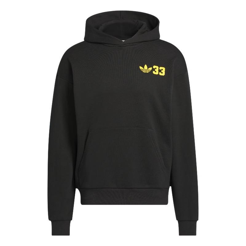 

Adidas Originals SS25 Kareem Accolades Casual Comfortable Versatile Hoodie Unisex Hoodies Black Sun-Yellow JD5193 S