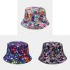 Cartoon Anime Fishman Flat Top Bucket Hat With Breathable Cotton For Spring Summer Casual Wear