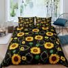 Vintage Sunflowers Duvet Cover Set Letters Bedding Set Letters And Sunflowers Printed Retro Girls Queen Size 2/3pcs Quilt Cover