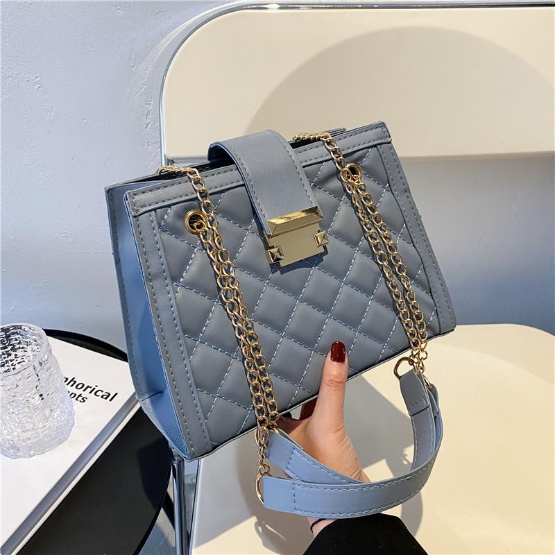 Textured rhombus chain bag women's new trendy fashion casual messenger large-capacity chain shoulder bag