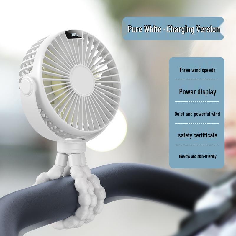 Portable Octopus Baby Stroller Fan, USB Rechargeable, Foldable, Handheld, Desktop Mini Fan