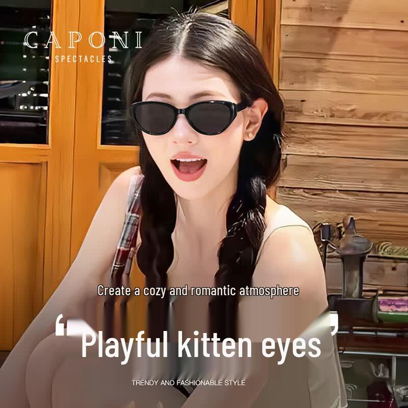 CAPONI Retro Cat Eye Polarized Sunglasses