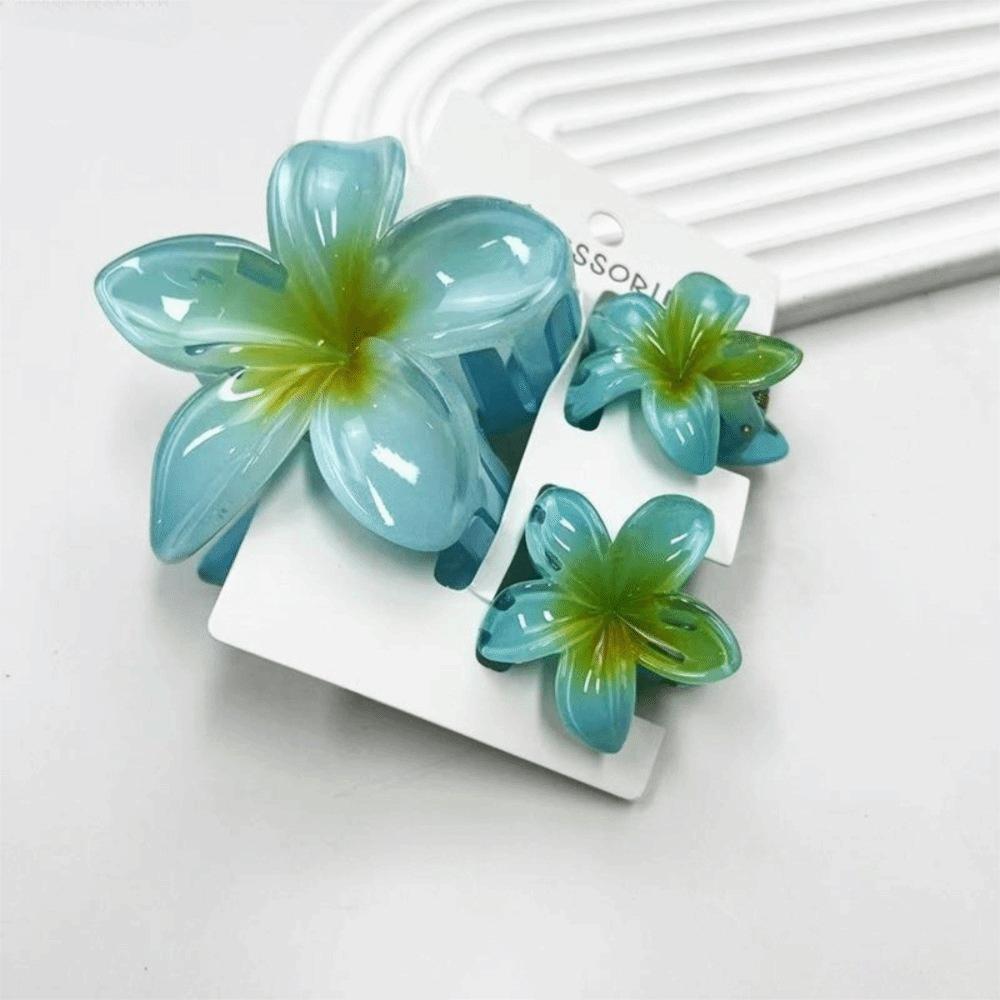 3Pcs/Set New Gradient Hair Claws Plumeria Flower Sweet Flower Hair Clips Clamp Acrylic Hairpin Beach