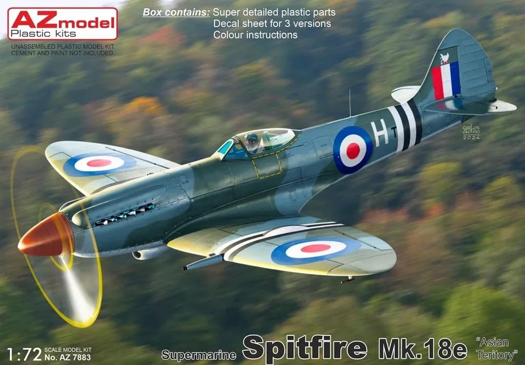 AZ Model 1/72 British Spitfire Mk.18e Over Asia Plastic Model Kit AZM7883