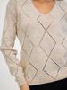 European & American V-Neck Plaid Knit Sweater - Women's Long Sleeve Loose Fit