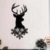 Deer Head Snowflakes Metal Wall Art Wildlife Winter Decor Rust Resistant Sculpture Christmas New Year Gift Home