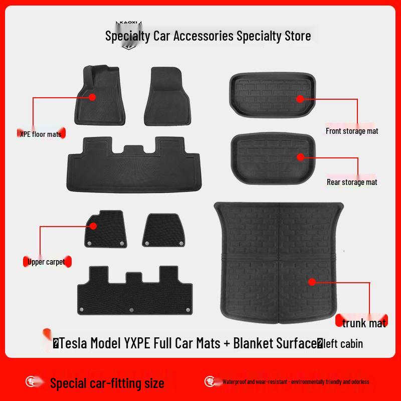 Eco-Friendly Waterproof XPE Car Floor Mats & Odorless Trunk Mat for Tesla Model 3/Y (L/R Drive)