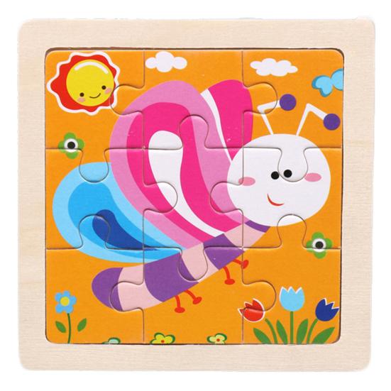 

9 шт. Дерев яні Мультяшні Тварини Дитячий Пазл Іграшка Навчання Освіта Панель Butterfly