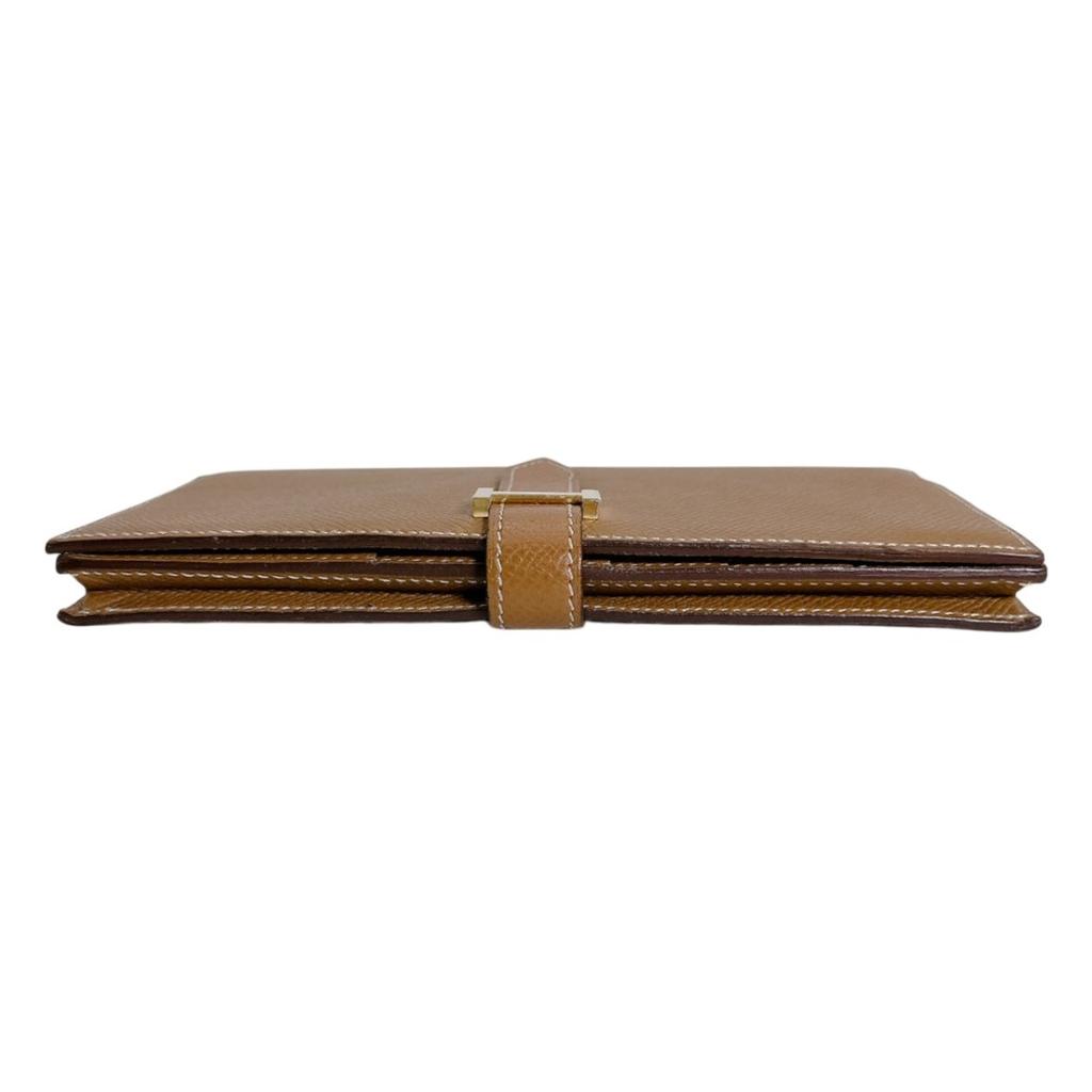 HERMES D stamped Beance fleet Long Wallet purse Bifold long wallet Epsom Brown Used