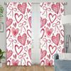 2pcs Red and white checkered heart-shaped bow curtain   sweet   bedroom and living room   with a drawbar pocket decoration