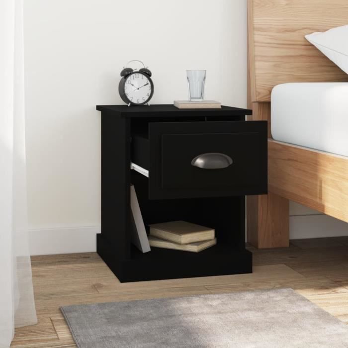 VidaXL Table de chevet noir 39x39x47,5 cm bois d’ingénierie 816130
