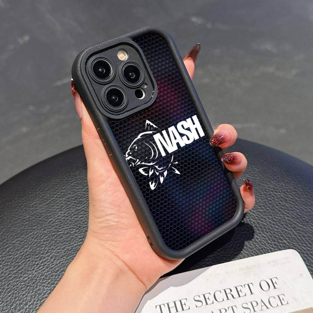 

N-Nash Fishing Cool For iPhone 17 16 15 14 13 12 11 Pro Max Plus Black Full Coverage Soft Funda Silicone Cover iPhone 16e