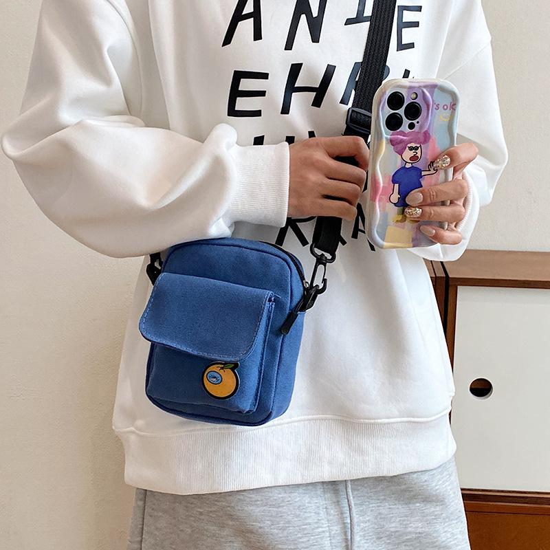 Schoolbag Women's Green Korean Version Ins Canvas Crossbody Japanese Literary Small Backpack Bag, Versatile Student Small Fresh Shoulder Change Bag