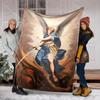 1PC Angel Wielding Sword Over Demon Print Blanket Prayer Blankets for Believers Suitable for Home Sofa Camping Travel Car
