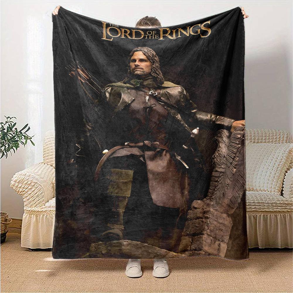 1pc Aragorn Lord of the Rings Flannel Blanket Soft Warm Throw for Home, Office, Travel, All Season Cozy Bedding Gift, Office