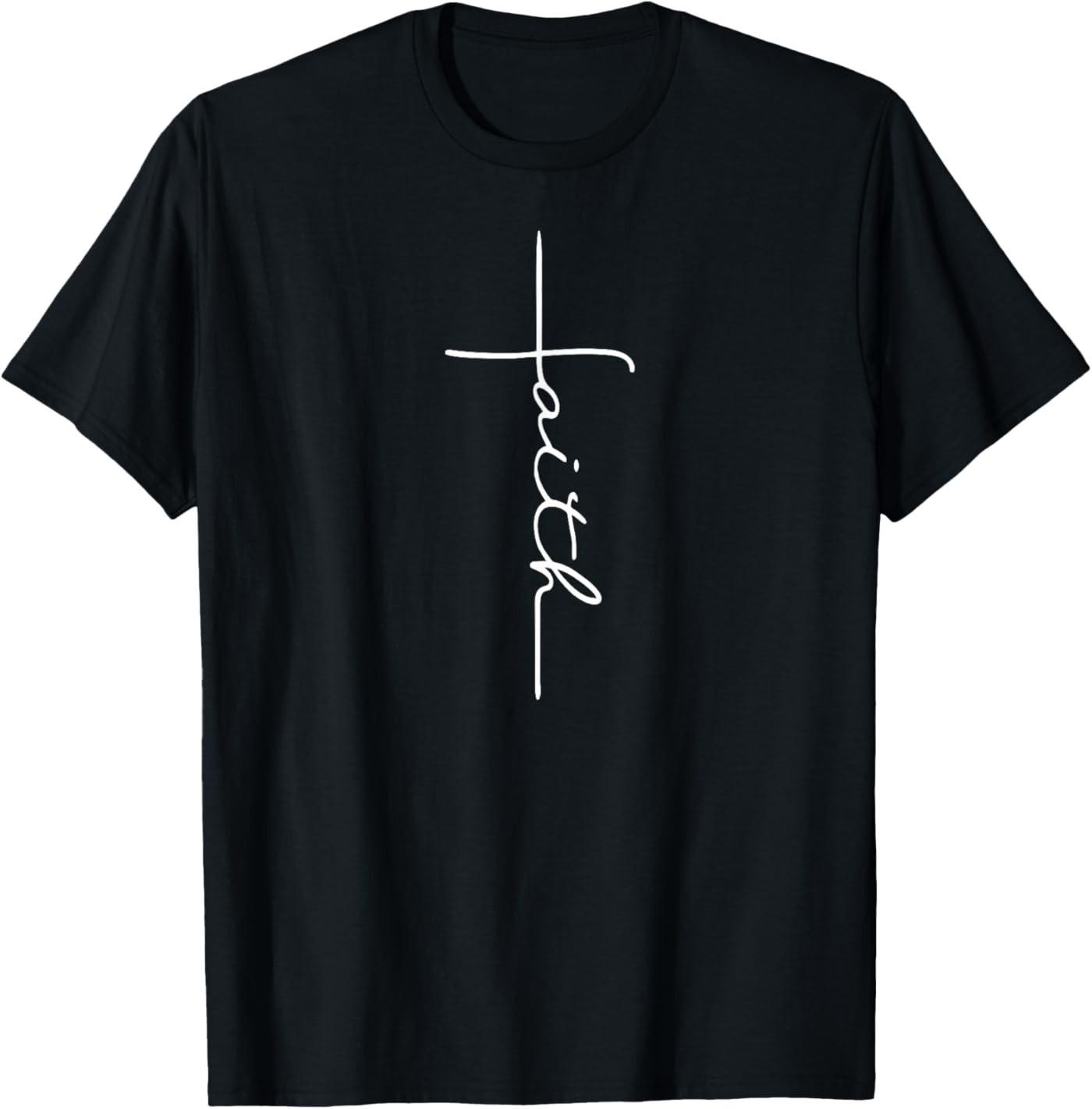 Faith Cross T-Shirt Christian T Shirt for Men Women T-Shirt S