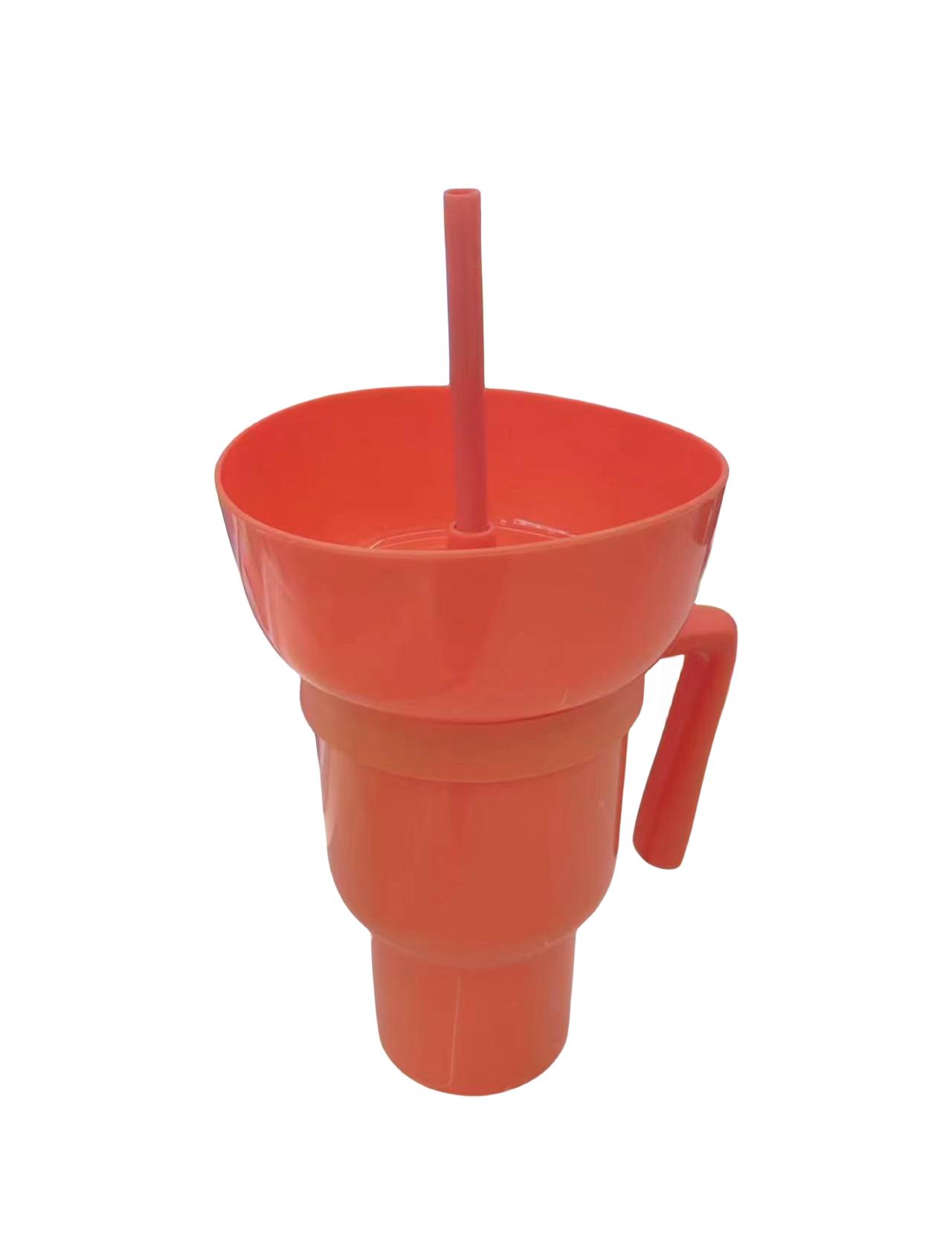 

1 креативная закуска для попкорна с ручкой. Универсальная чашка для напитков. Чашка для воды. Соломенная чашка. 1pcs оранжевый