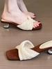 Mode nisch vävd mjuk botten romersk stil en-rem högklackade svala tofflor koreansk version mode