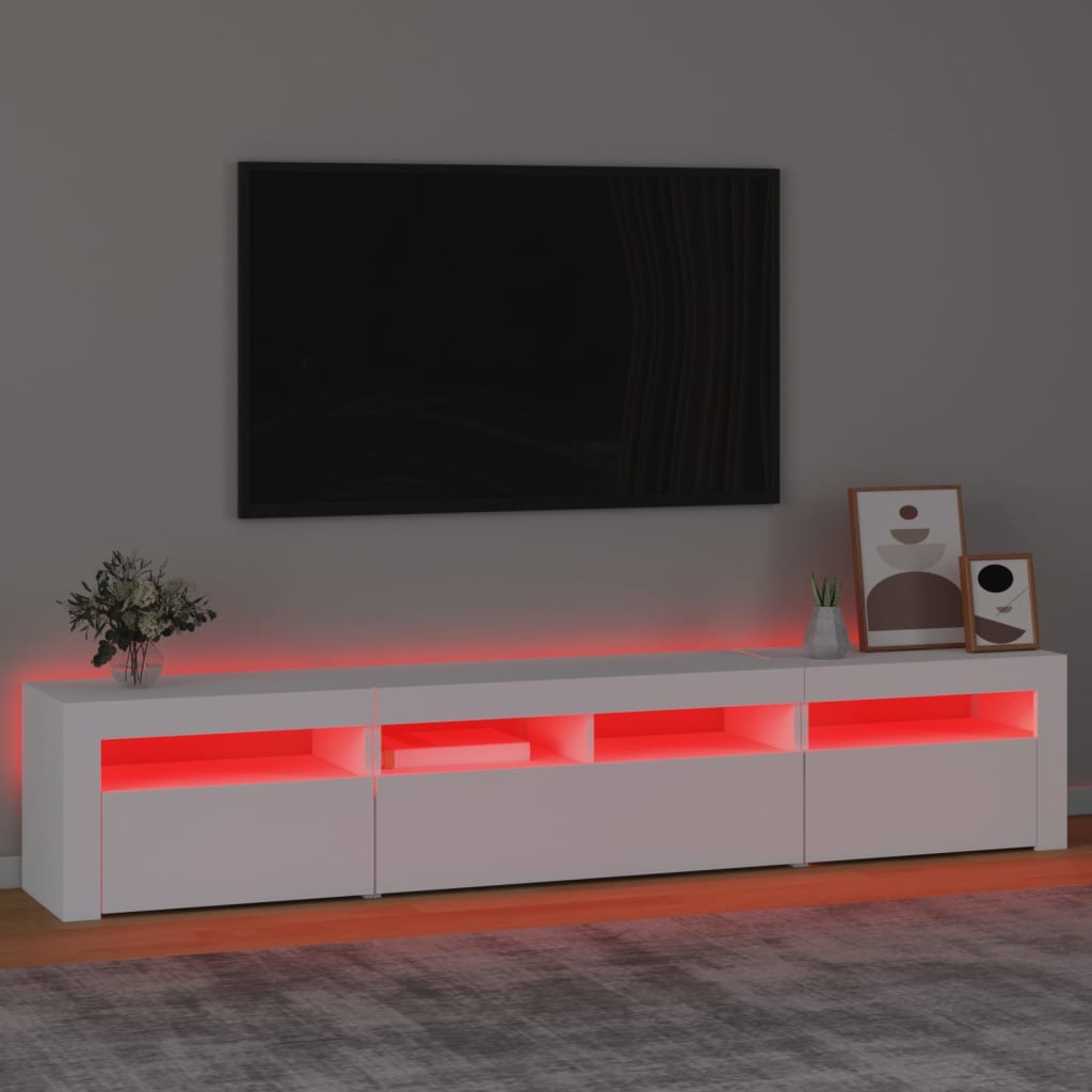 Vidaxl TV Cabinet with LED Lighting, White, 210X35X40 Cm