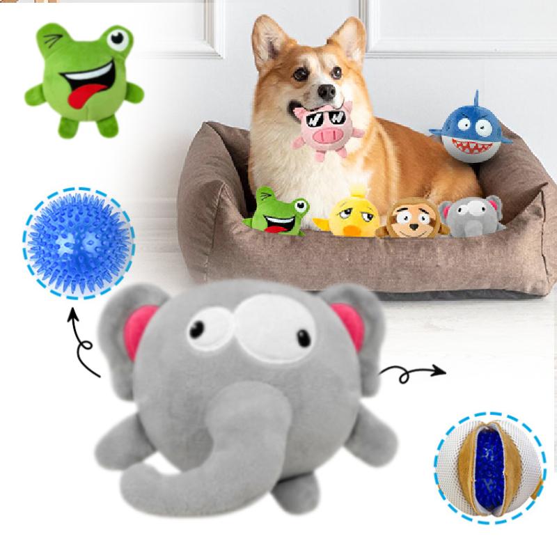 Style Shark Bouncy Dog Ball Plush Pet Chew Toy Double Layer Cartoon Puppy Play