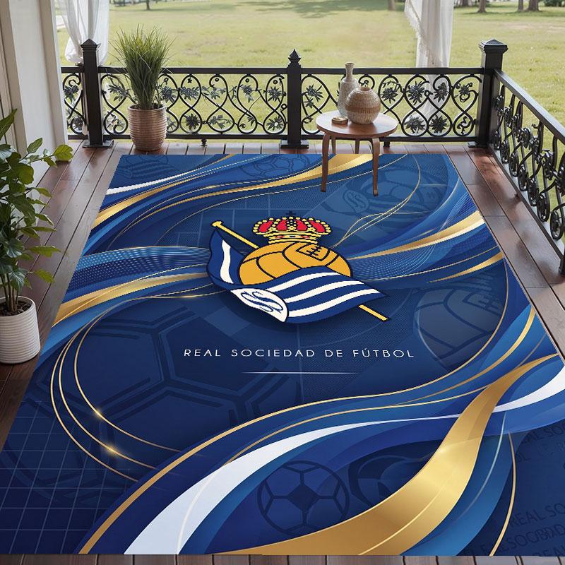 Soft Floor Carpet Real Sociedad FC Pattern Area Rug Decorative Mat For Home Room Decoration