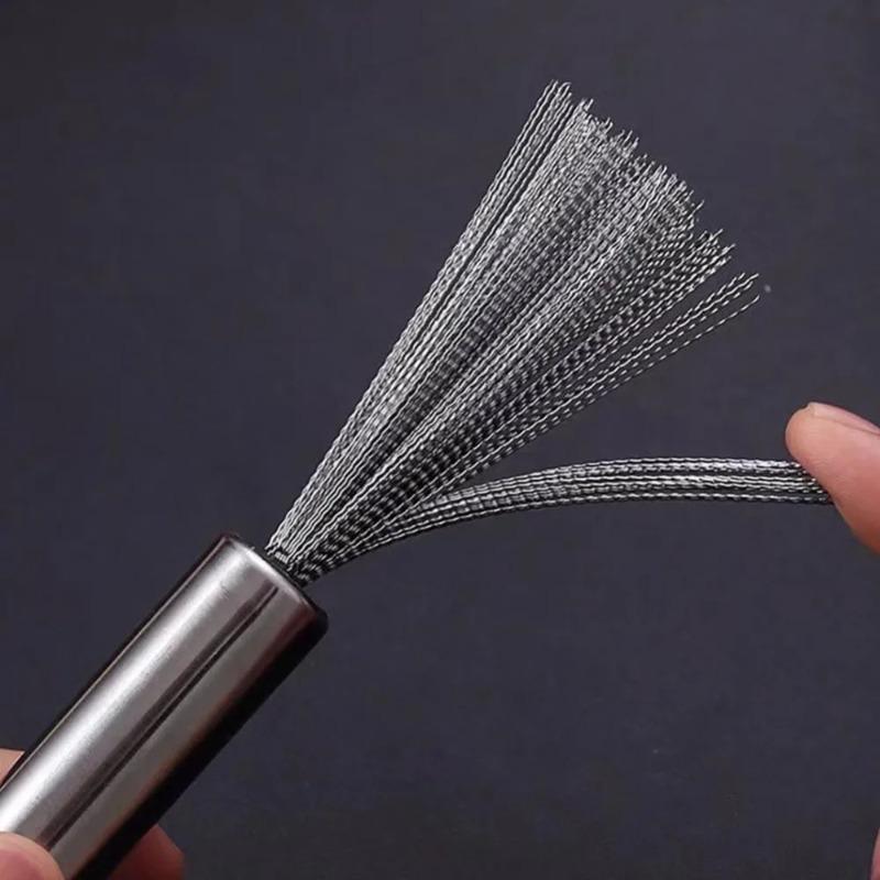 Long Handle Stainless Steel Pan Brush, Strong Decontamination Kitchen Cleaning Tool for Bowl, Plate, Sink & Stove Top