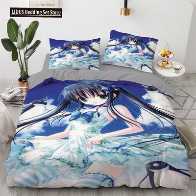 Anime Kawaii Bedding Set Japan Anime Loli Duvet Cover Set Kids Bedroom Cartoon 3D Printed Quilt Cover Bedroom Gift