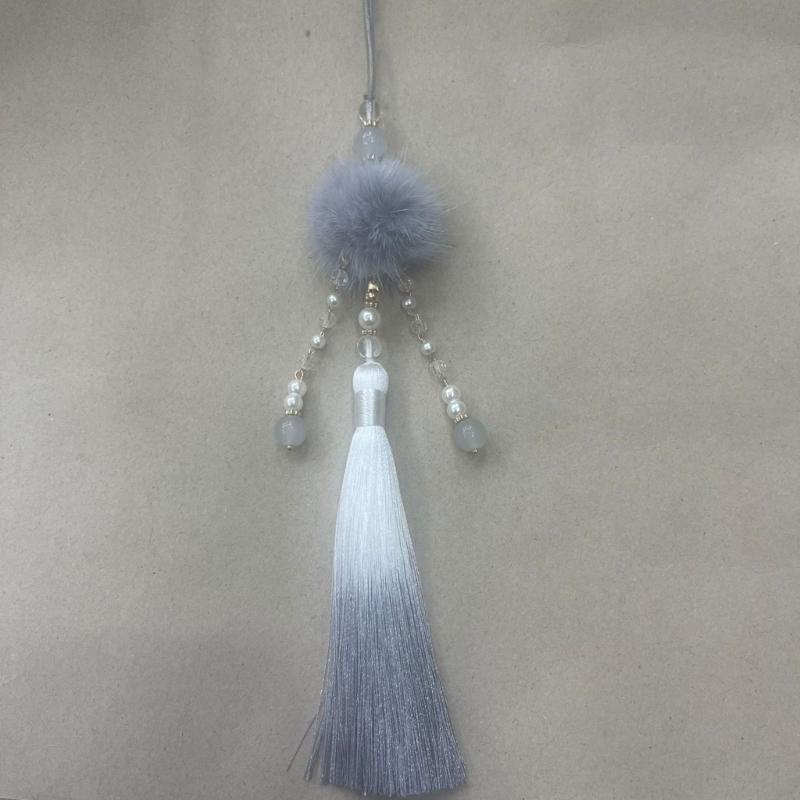 Vintage Chinese Hanfu Pendant Traditional Tassels Mink Hair Waist Pendant Fashionable Jewelry Decor for Celebrations