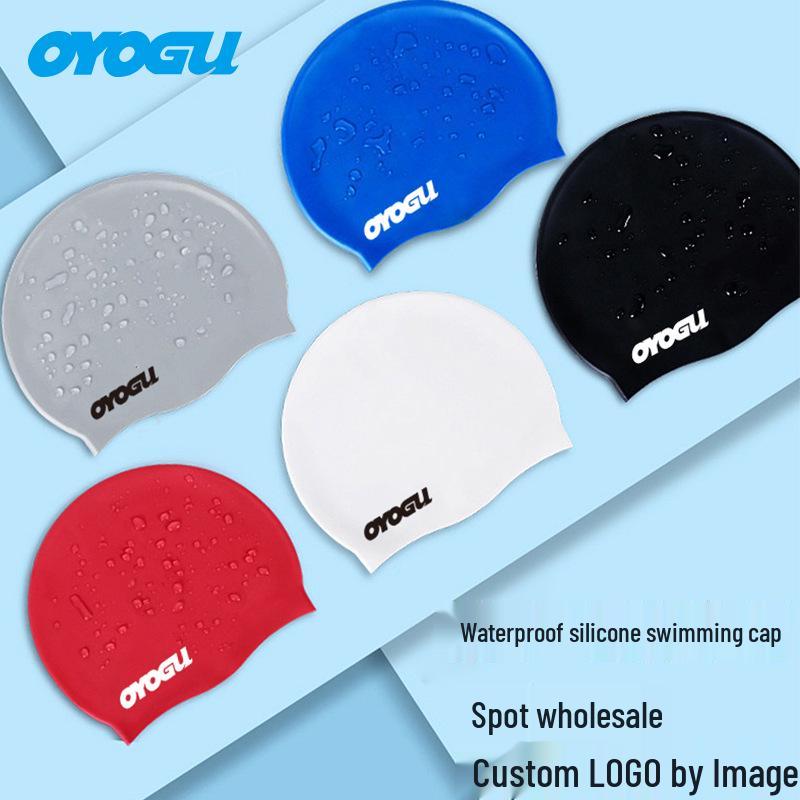 Adult & Children's Silicone Swim Cap - Unisex, Solid Color, Plus Size, Customizable with Logo