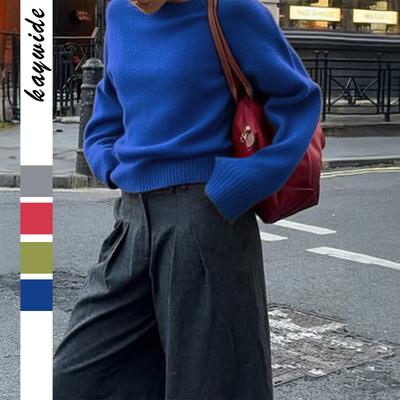 Modieuze Eenvoudige Ronde Hals Lange Mouw Trui Onderkleding Wollen Dameskleding 2025 Herfst Winter