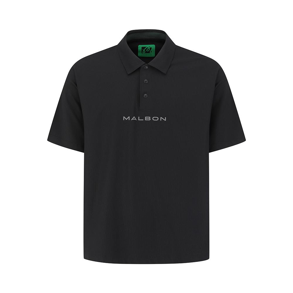 MALBON GOLF Performance Short Sleeve Polo Shirt Black (Man)