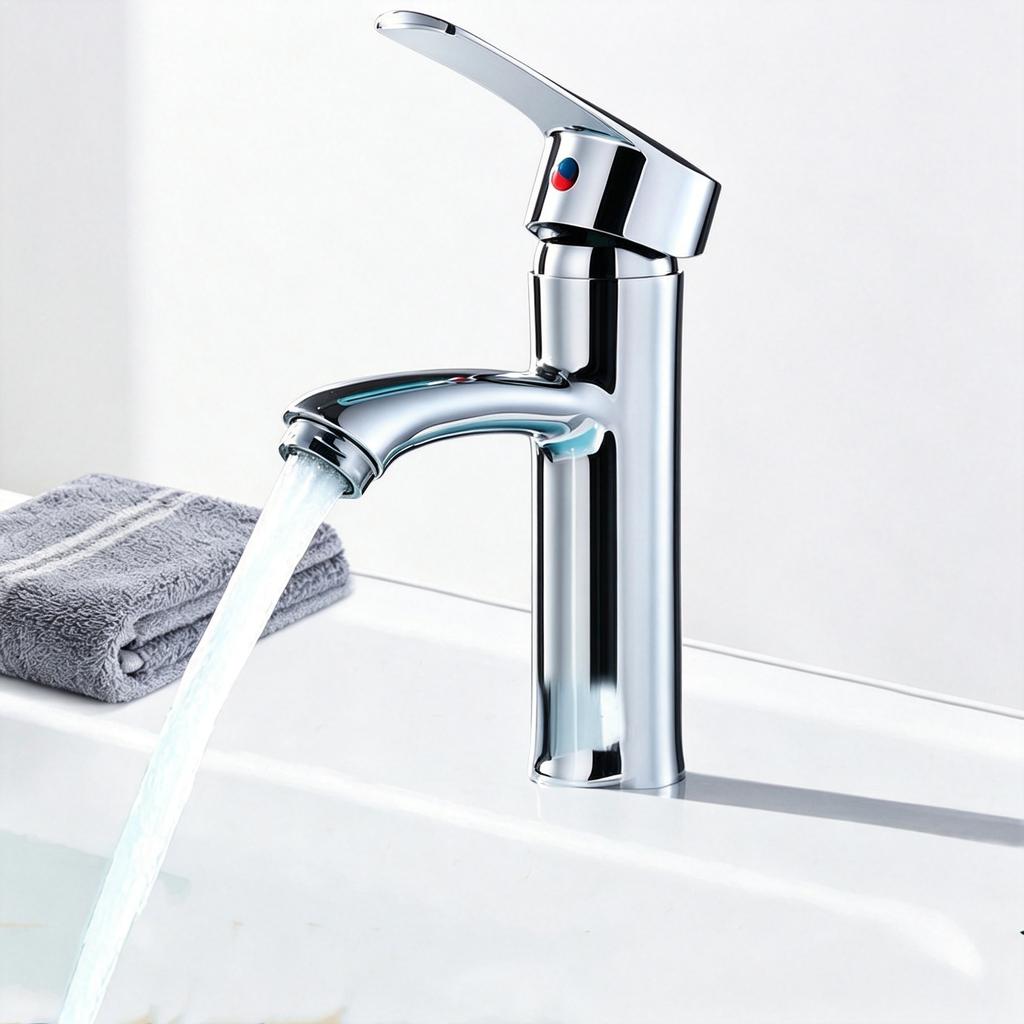Single Lever Bathroom Faucet Bright Polished Chrome Finish Sink Mixer Tap Single Hole Hot/Cold Adjustable Lavatory Water Tap