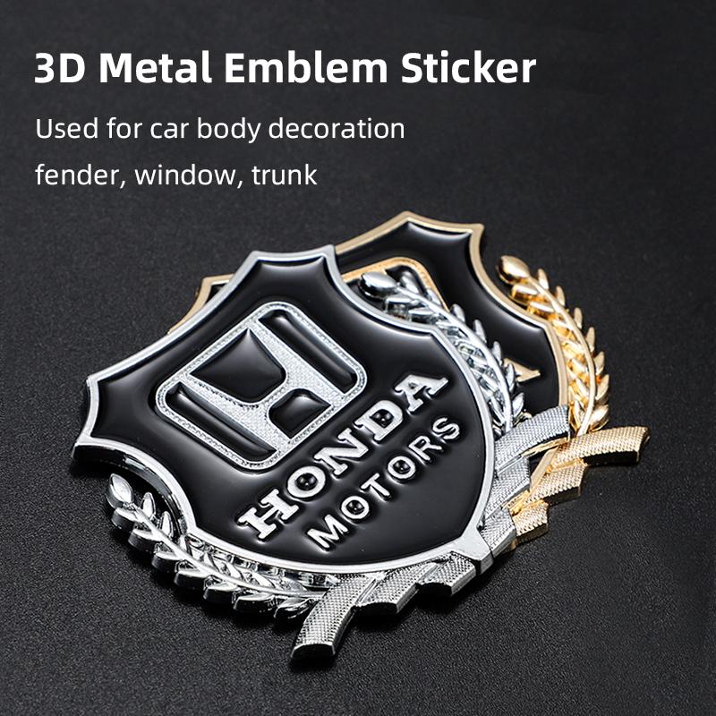 AAALY1 2Pcs Car Logo Metal Sticker Window Trunk Emblem Accessories For Honda Civic Fit Jazz Accord Pilot CRV Odyssey Passport City HRV