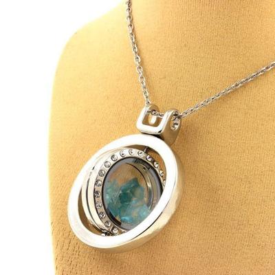 Stones and Minerals. Raw Paraiba Apatite Necklace. Spherical Hourglass Model.