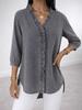 Spring/Summer Women's Casual Faux Denim V-Neck Ruffled Shirt Top